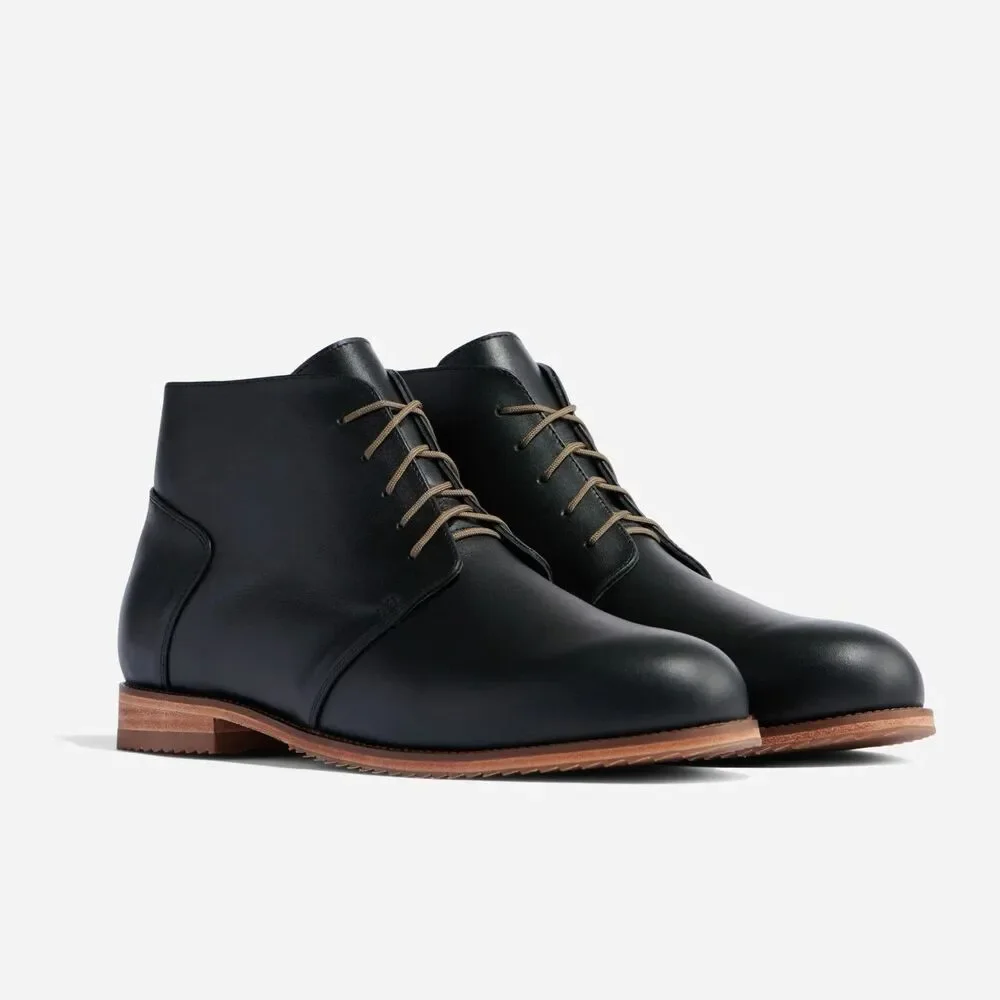 NISOLO MEN'S CHUKKA LEATHER BOOTS BLACK SZ 9.5 NIB